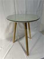 3 Footed Glass over Cloth Side Table