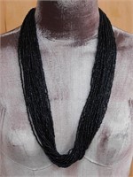 BLACK SEED BEAD NECKLACE ROCK STONE LAPIDARY SPECI