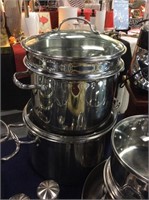 Two piece stainless steel pots