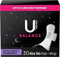 U by Kotex Balance Ultra Thin Overnight Pads with
