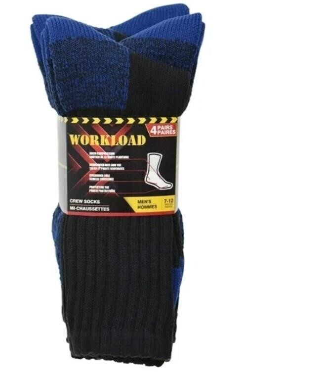 Mens Workload 4-Pack Work Socks, Shoe size 7-12