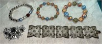 Misc Bracelet Lot:  Colorful Beads, Heavy Silver
