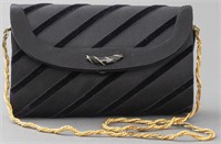 Black Satin and Velvet Clutch Handbag