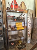 METAL RACK W/ CONTENTS--ELEC FENCER, CAULK GUNS,