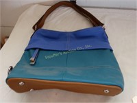 Tignanello blue green leather purse