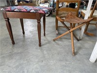 Vintage Hand tooled Leather stool and stand