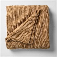 Full Queen Chunky Knit Bed Blanket Warm Brown