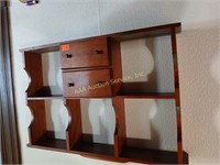 Wooden Display Shelf with (2) drawers mountable.