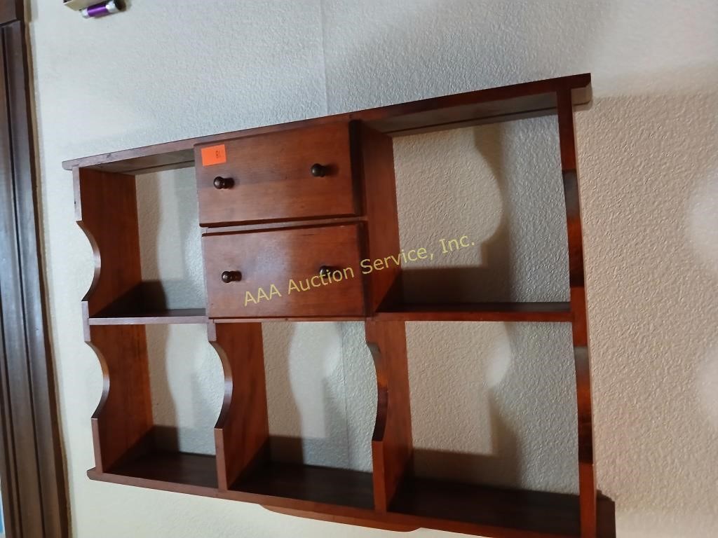 Wooden Display Shelf with (2) drawers mountable.