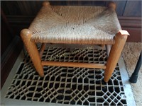 Wooden Weaved Footrest Stool. See photos for wear