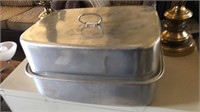 Rectangular aluminum lidded large roaster