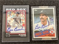 2 Signed Red Sox Bill Buckner Cards - Certified