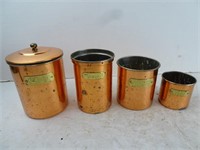 Vintage Copper Plated Kitchen Jars - Flour Cooks