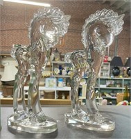 PAIR MOSER CRYSTAL PONY STATUES