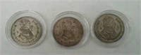 Lot Of 3 Mexico Pesos Coins In Plastic Case