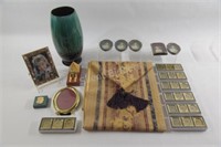 Table Runner, Brass & Ornate Miniature Frames