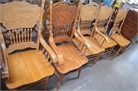 Oak Press Back Dining Room Chairs