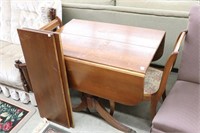 DROP LEAF CLAW FOOT TABLE AND 2 CHAIRS AND 2