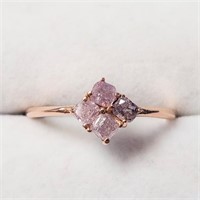 Certfied10K  Diamond (0.36Ct,I1-3,Pink) Ring