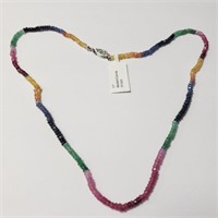 Certfied10K  Ruby Sapphire And Emerald 16" Neckla