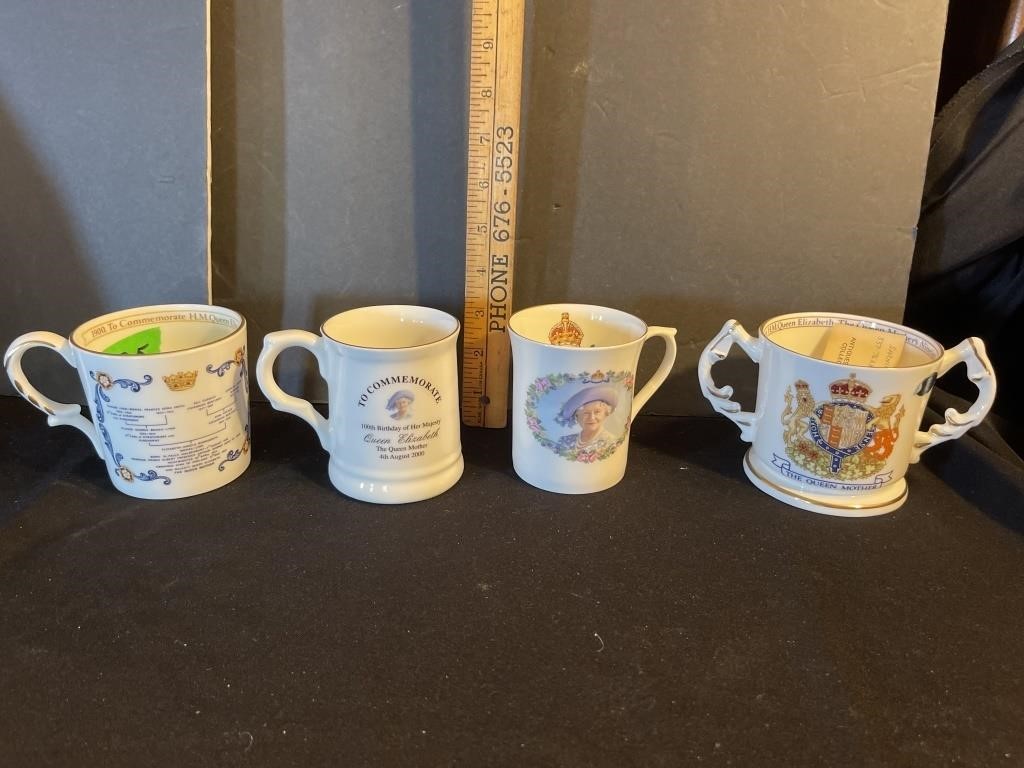 4 Queen Mother mugs