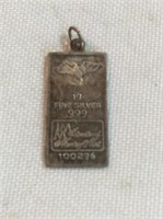 Fine silver .999 charm pendant