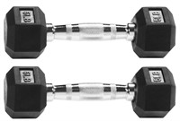 Signature Fitness Rubber Encased Hex Dumbbell,