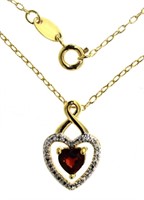 Genuine Garnet & Diamond Accent Heart Pendant