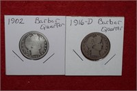 1902 & 1916-D Barber Quarters