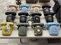 Twelve 1970's Rotary Desk Phones