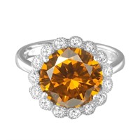 14KT White Gold 3.05ct Citrine and Diamond Ring