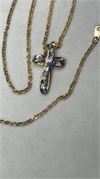 Cross Necklace with Gem Stones