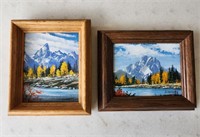 TWO Oil Paintings Grand Tetons WY by Dick Sorenson