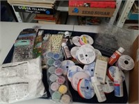 CRAFTING ITEMS,  RIBBON,  PAINTS, PLASTER OF