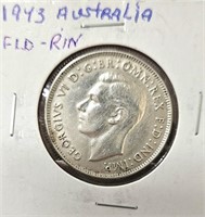 1943 Australian Florin Coin King George VI
