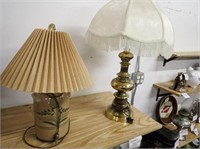Brass Table Lamp w/ Shade - 28"H + Other Lamp w/