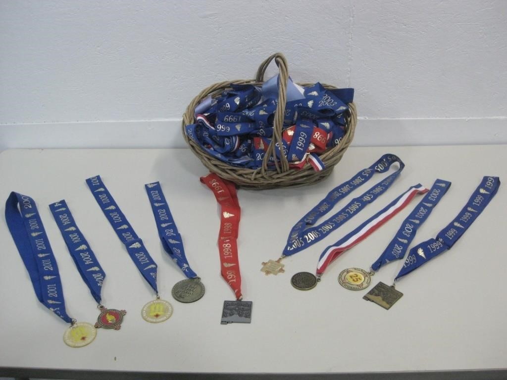 Basket Of Assorted Ribbons & Medals See Info