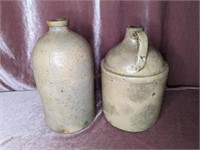 (2) Stoneware Crock Jugs