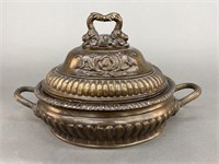 Neoclassical patinated bronze tureen.