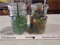 2 Glass Jars of Marbles