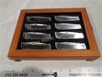 Wood Case of New Pocket Knives