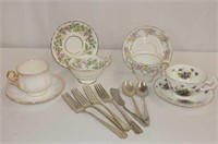 4 Tea Cups and Saucers and Assorted Cutlery