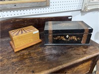 ANTIQUE SEWING CADDY BOX & OTHER BOX