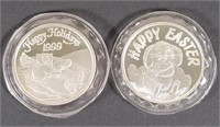 1999 & 2001 Holiday One Troy 0z. Silver Coins (2)