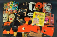 HALLOWEEN COSTUMES, MASKS AND CREPE PAPER HATS