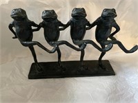 Metal Dancing Frogs Statue