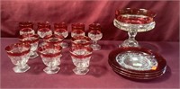 Indiana Kings Crown Ruby Flashed Thumb Print Glass