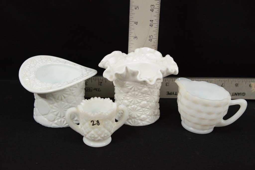 ASSORTED MILK GLASS