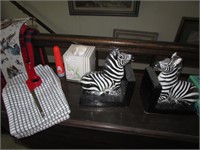 zebra bookends,linens & items
