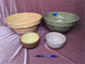 (4) Modern Crock Bowls